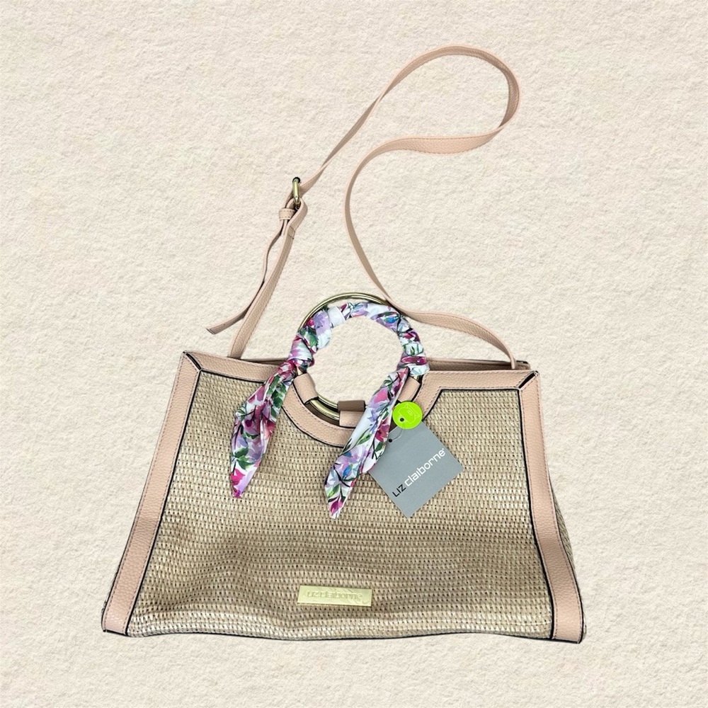 Liz Claiborne NWTs Chic Straw and Pink Leather Women's Bag